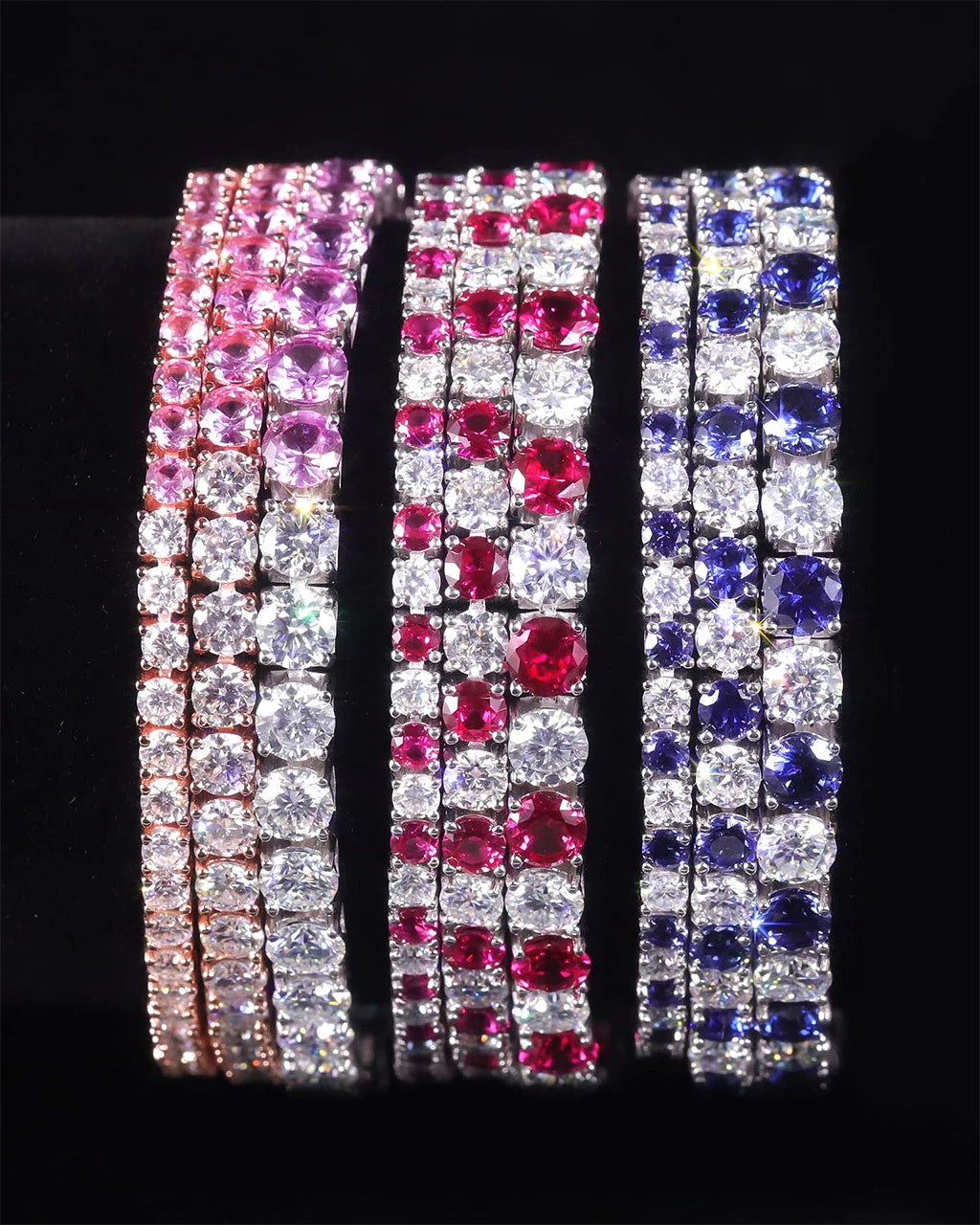 Tennis Bracelet-Lab Sapphire and Moissanite