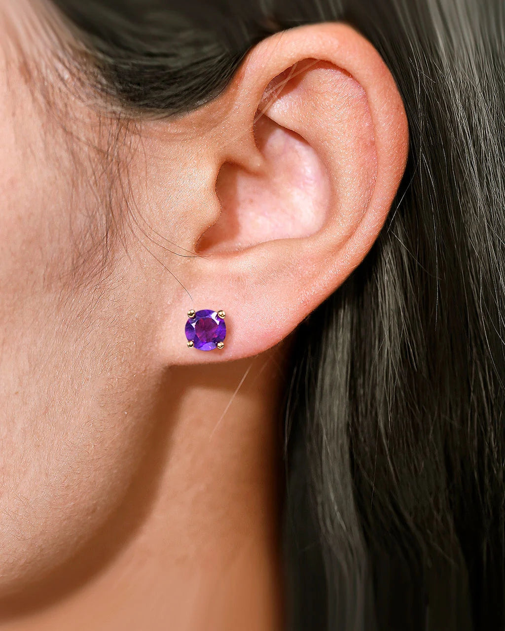 Round Studs-Amethyst