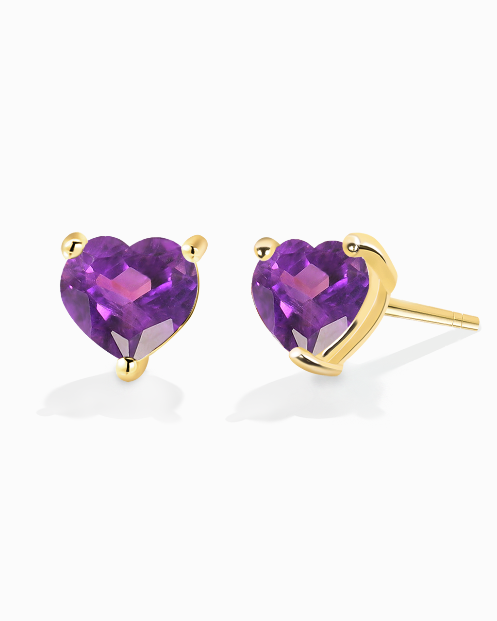 Heart Studs-Amethyst