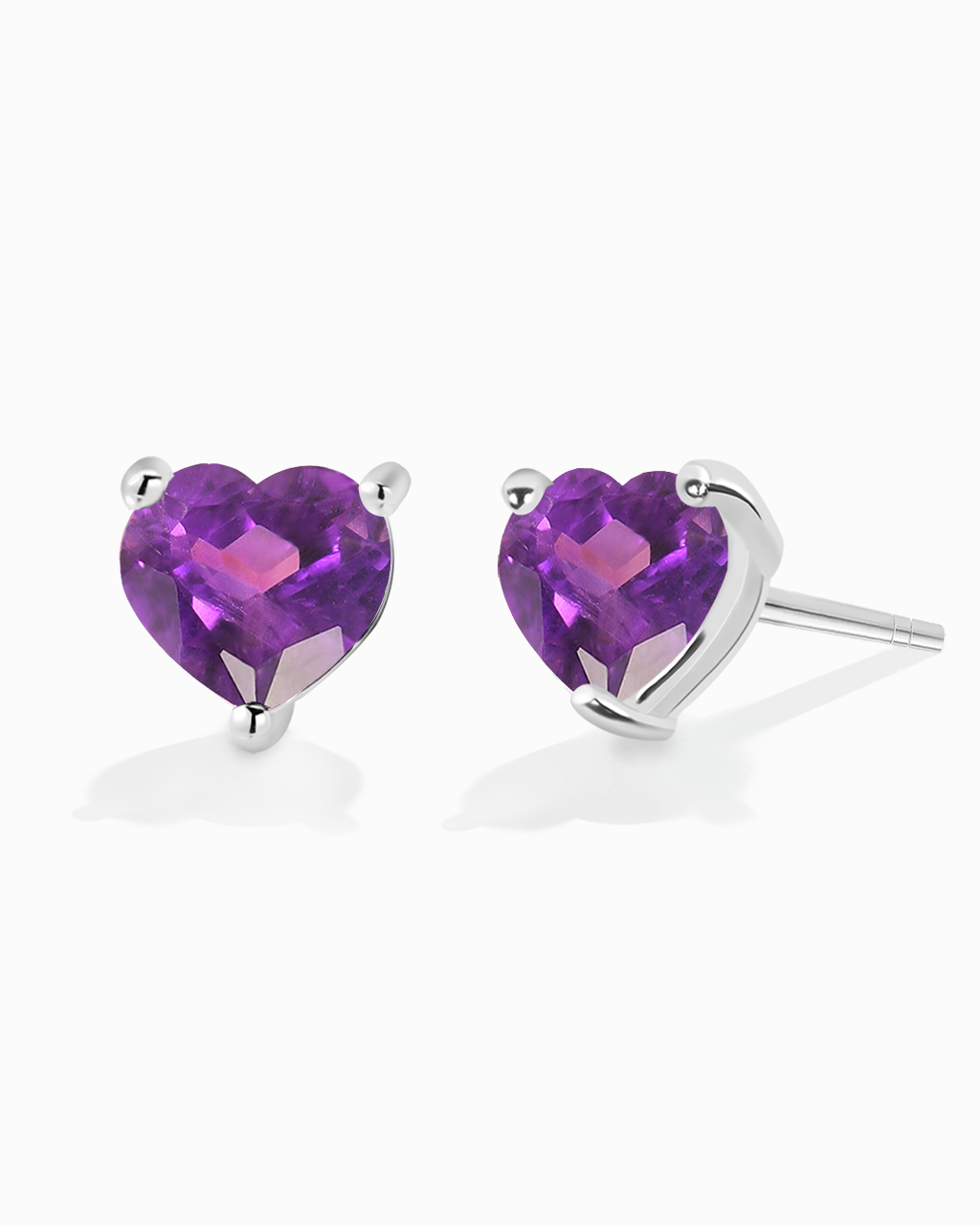 Heart Studs-Amethyst