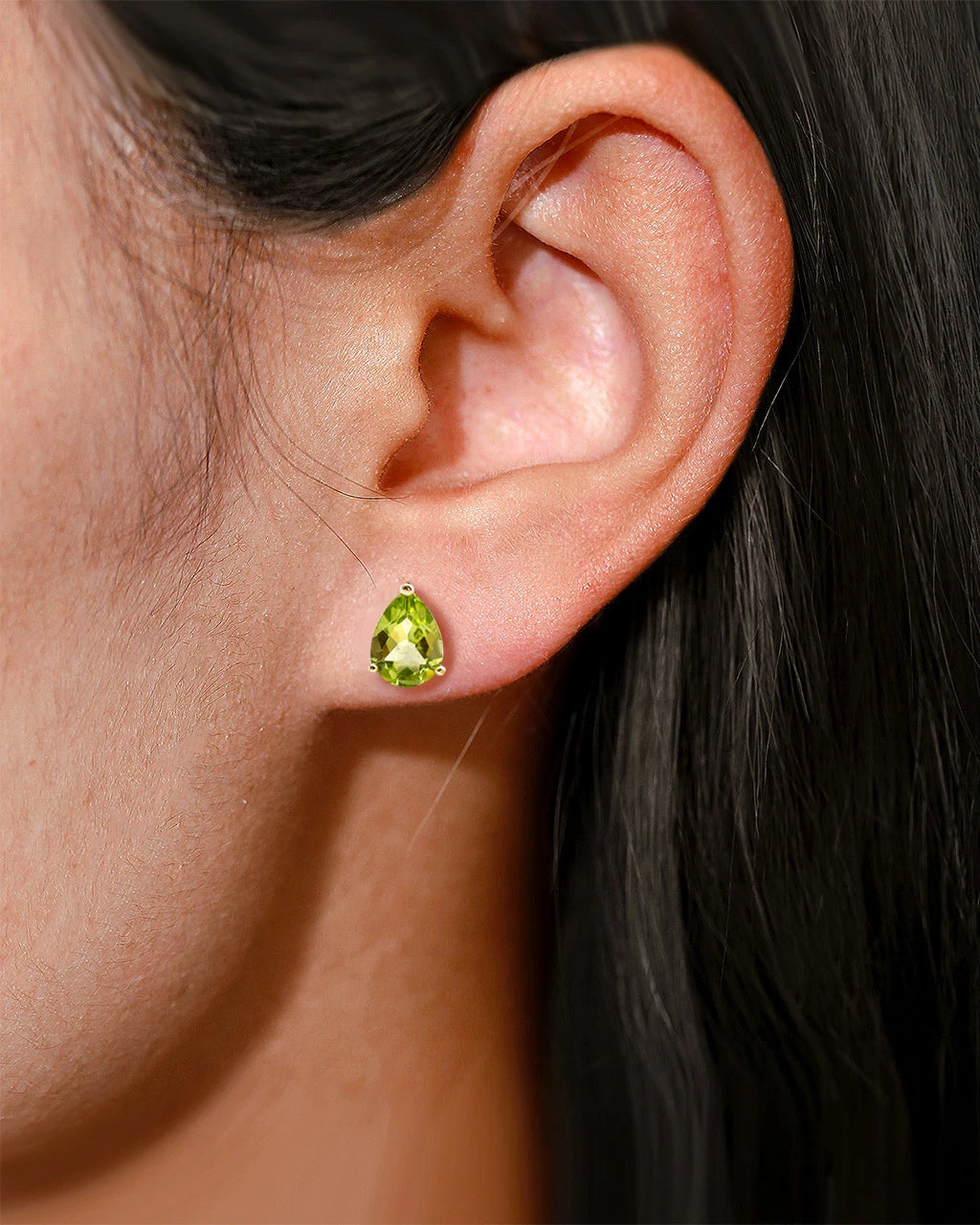 Pear Studs-Peridot