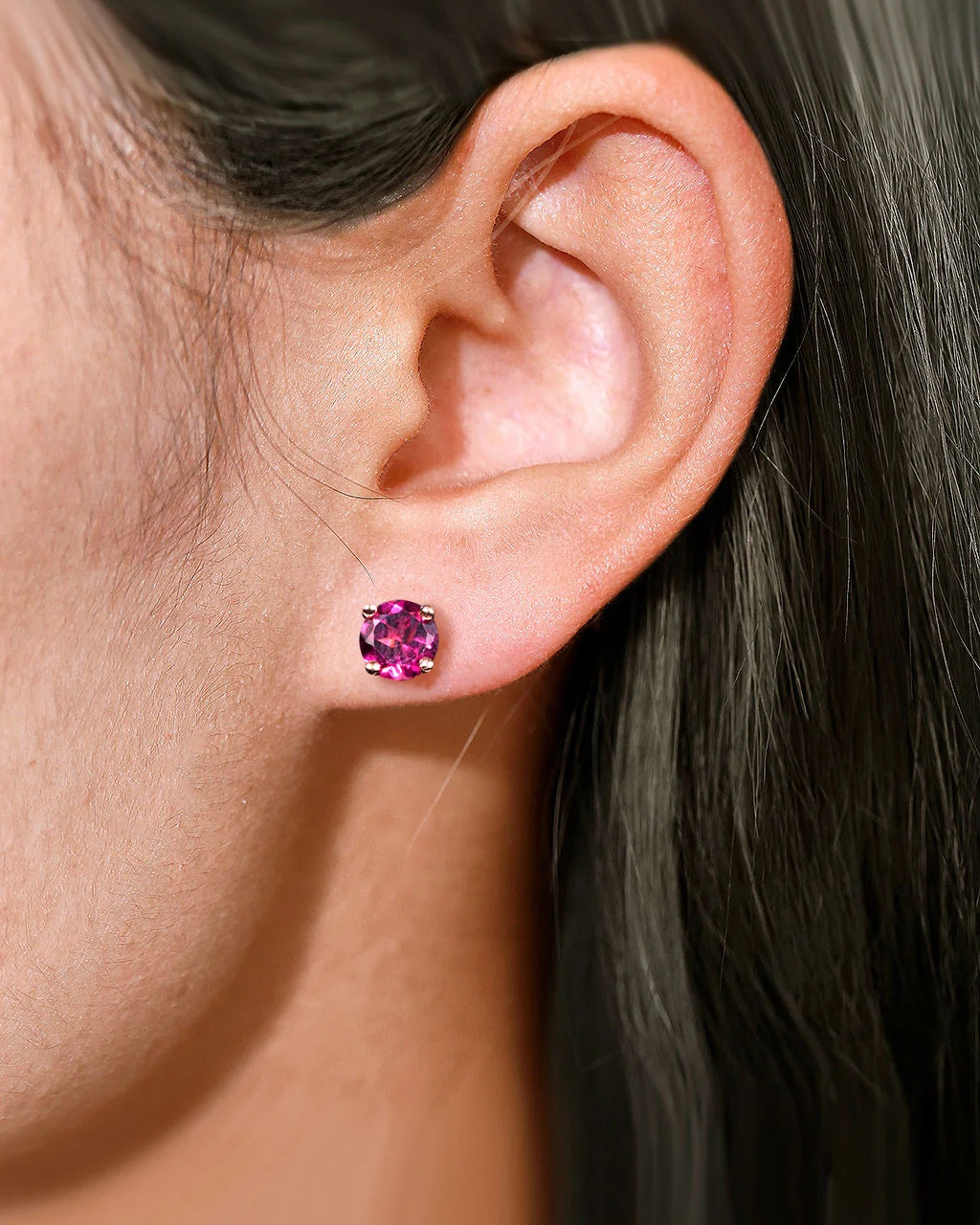 Round Studs-Rhodolite