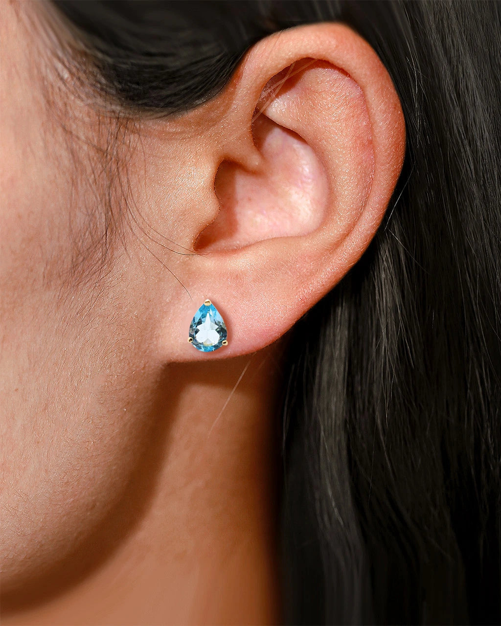 Pear Studs-Blue Topaz