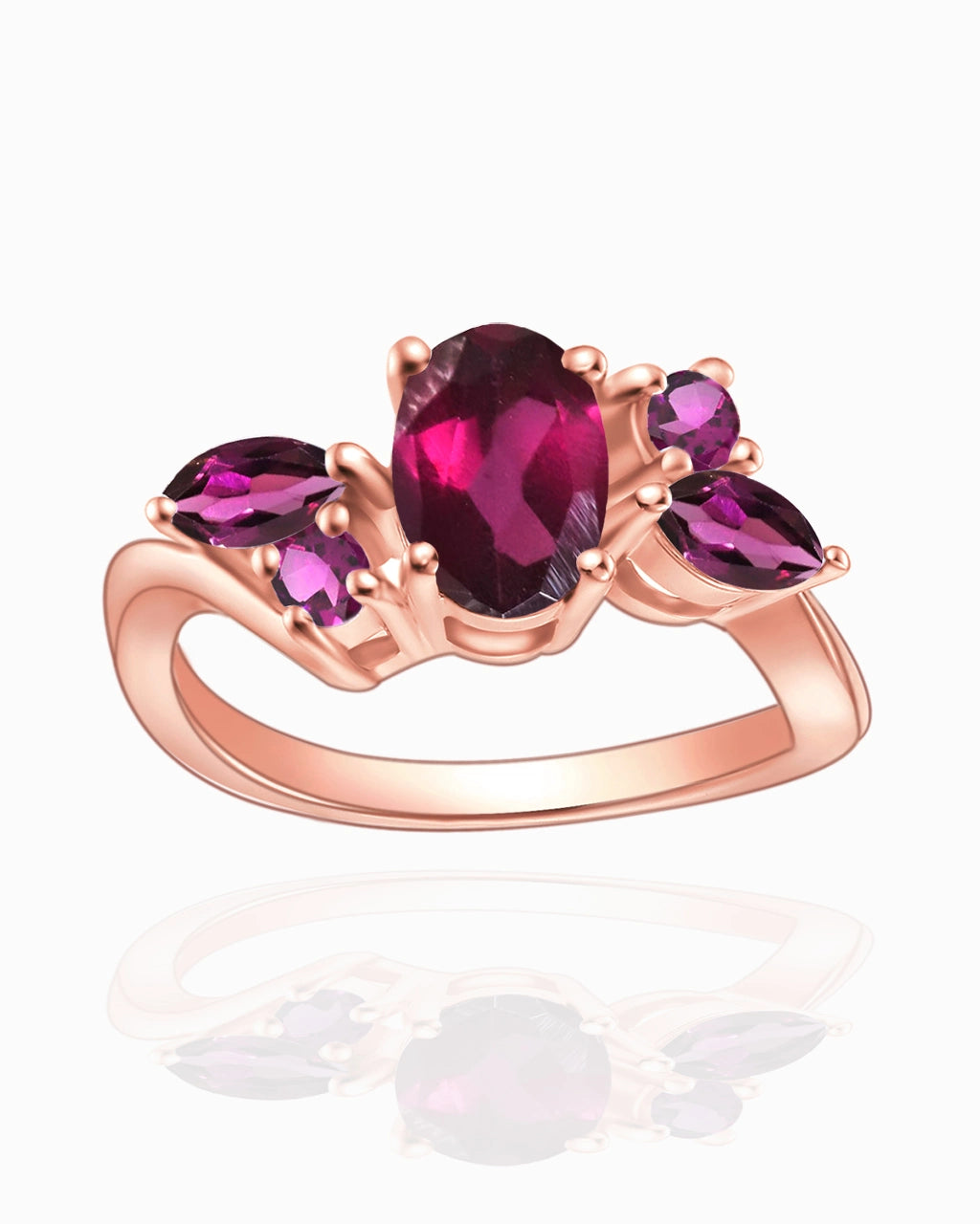 Blossom Ring-Rhodolite