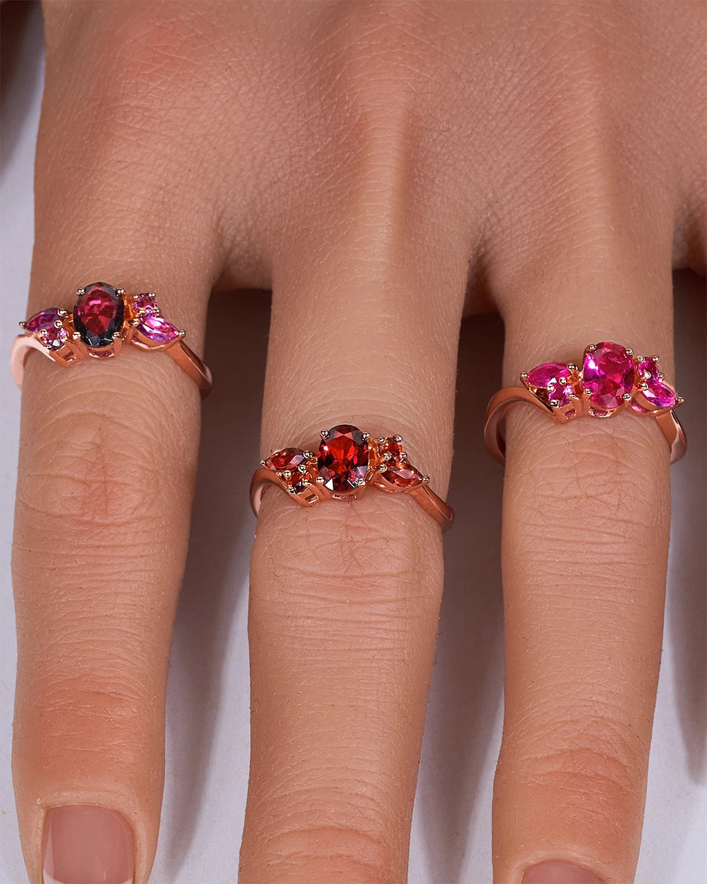 Blossom Ring-Rhodolite