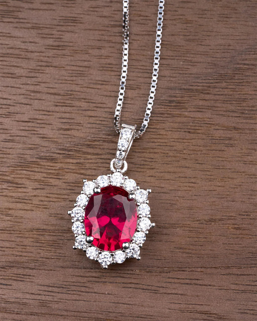 Princess Diana Necklace-Ruby (Lab)