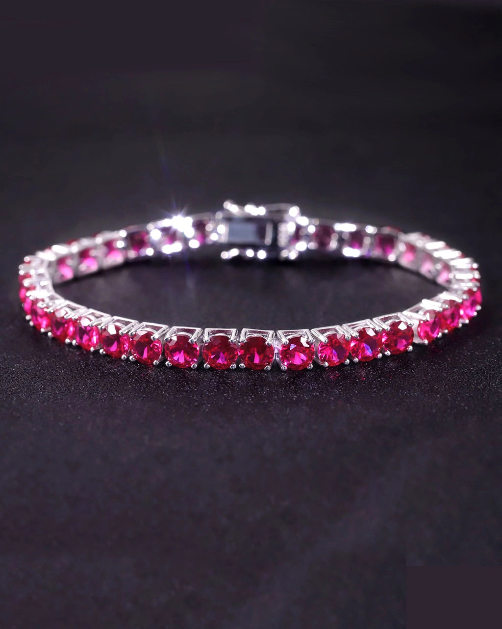 Tennis Bracelet-Lab Ruby
