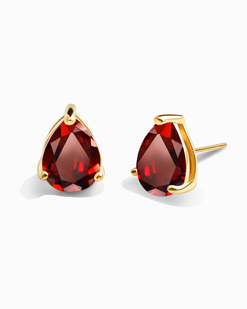 Pear Studs-Garnet
