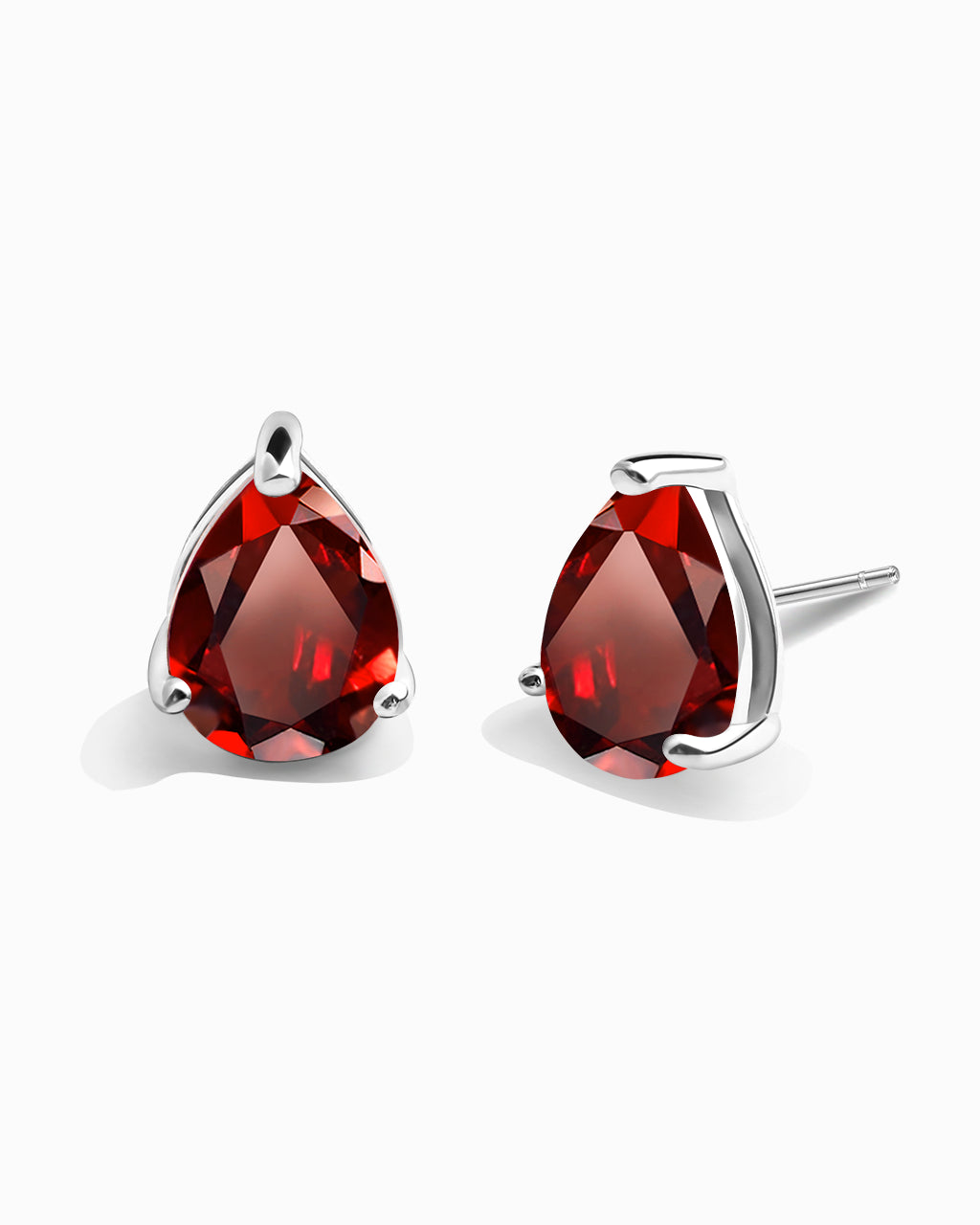 Pear Studs-Garnet