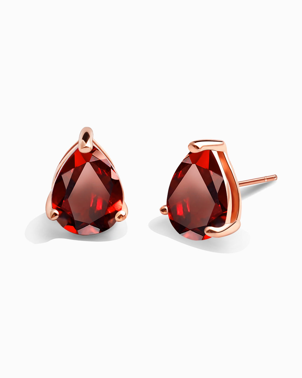 Pear Studs-Garnet