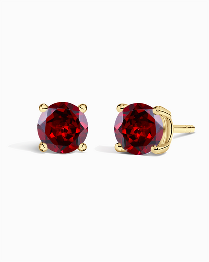 Round Studs-Garnet
