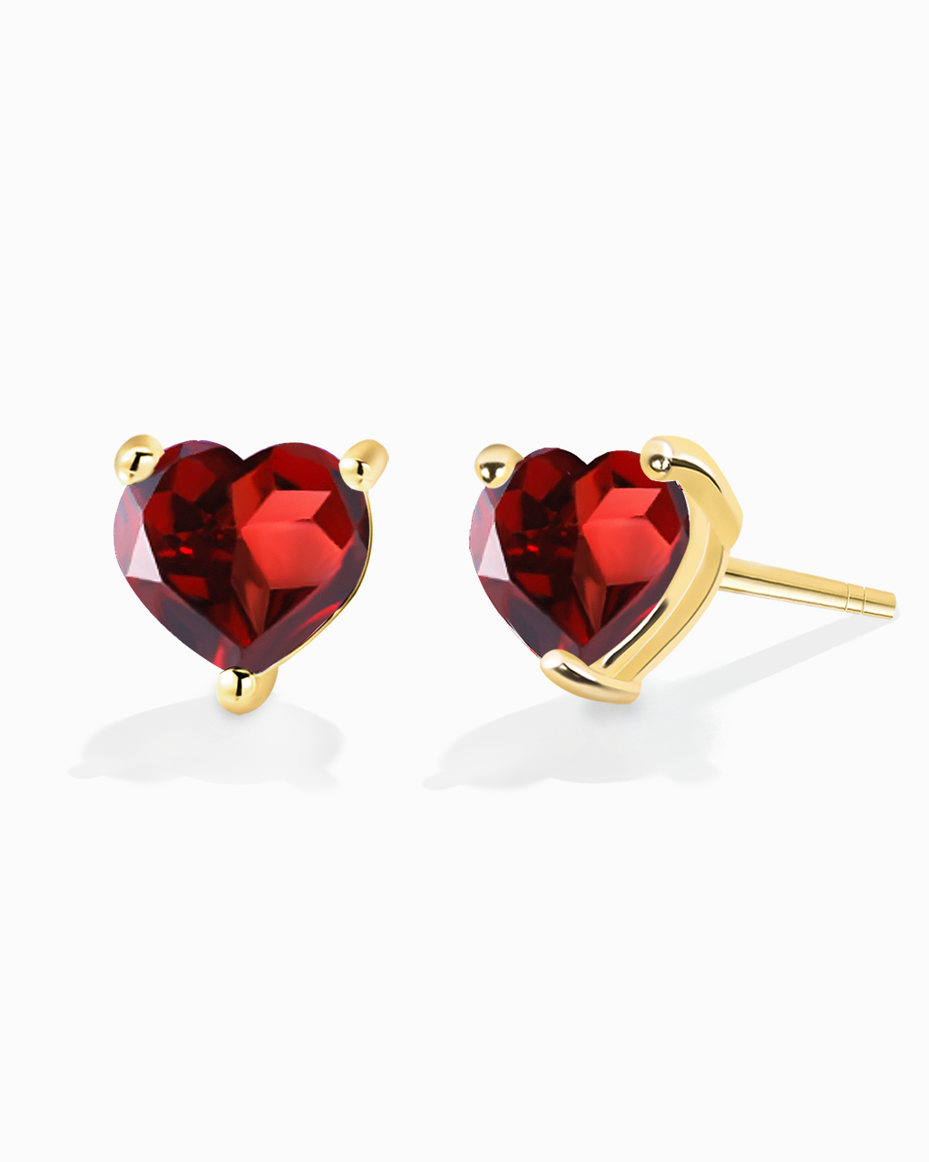 Heart Studs-Garnet