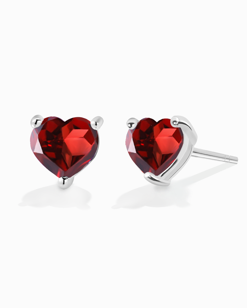 Heart Studs-Garnet