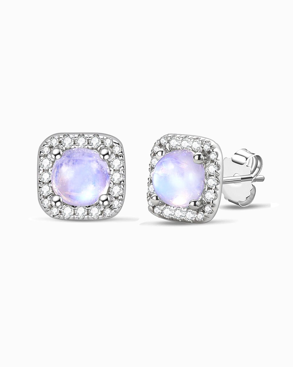 Square Moonstone Studs