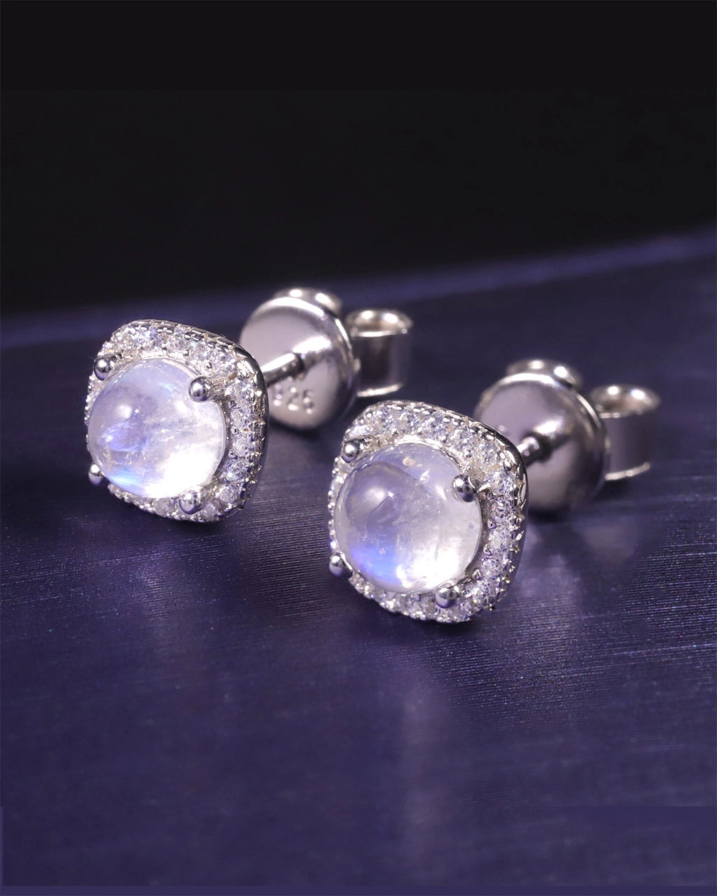 Square Moonstone Studs