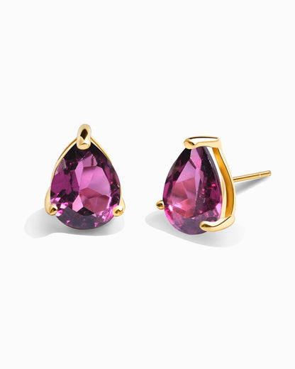 Pear Studs-Rhodolite