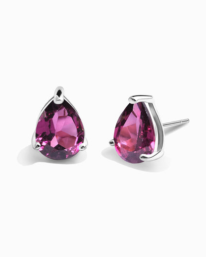Pear Studs-Rhodolite