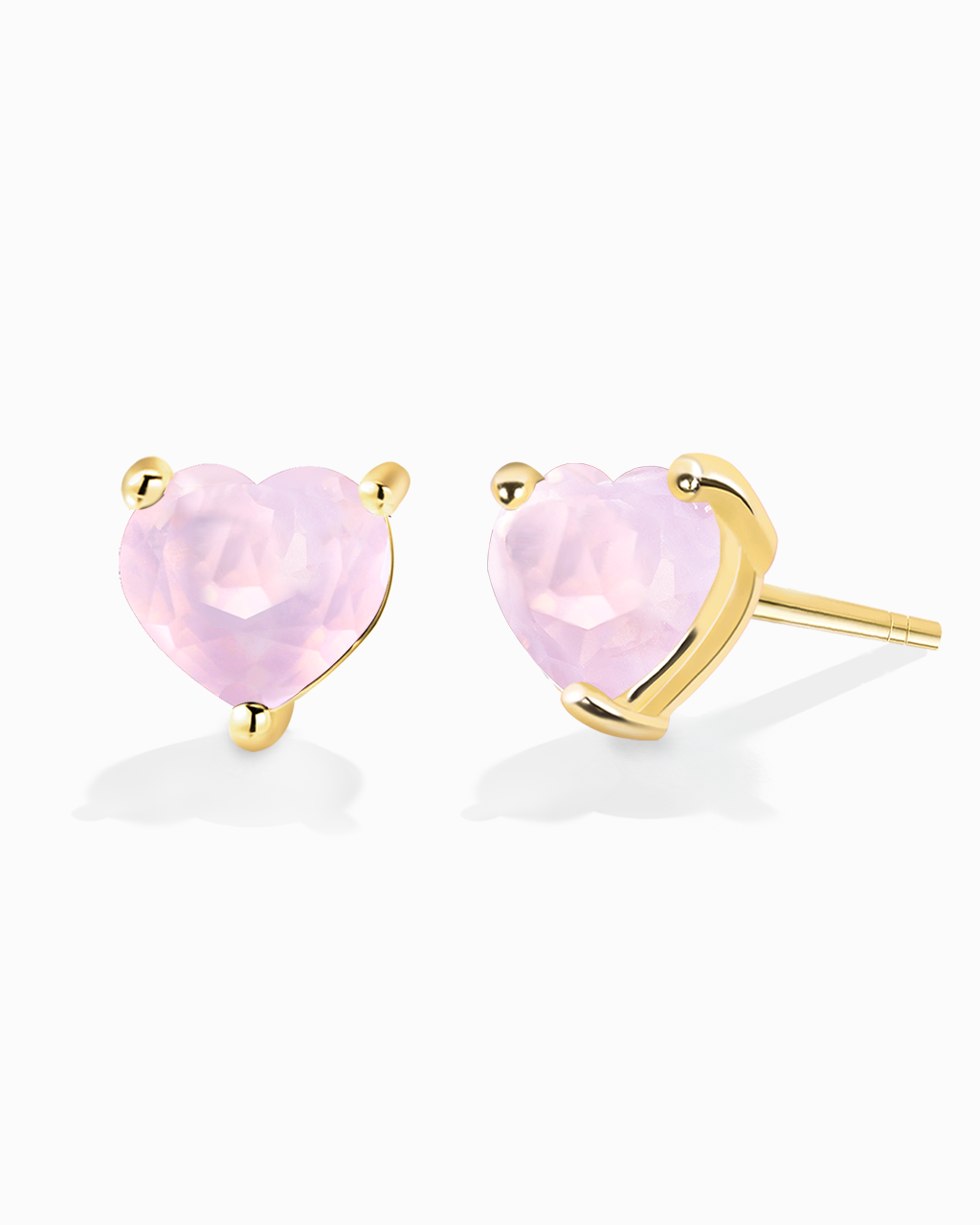 Heart Studs-Rose Quartz