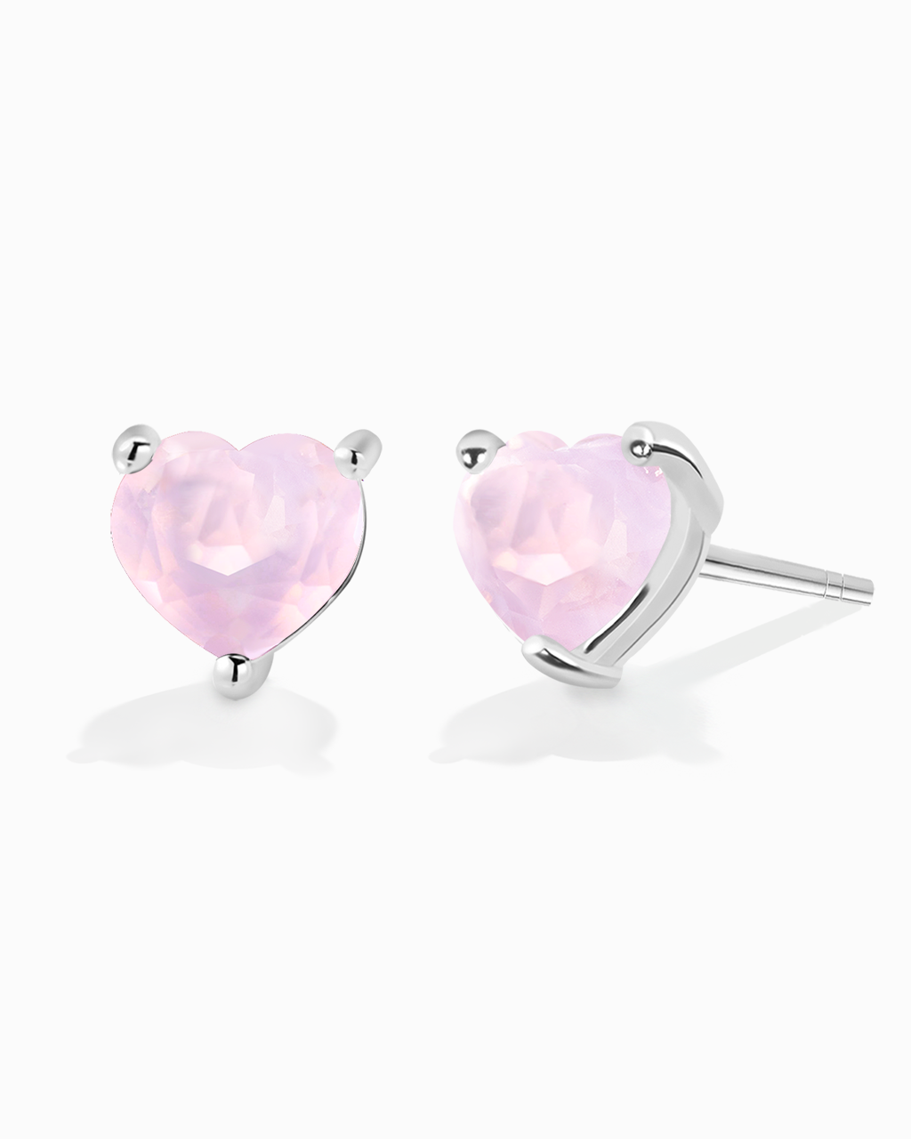 Heart Studs-Rose Quartz