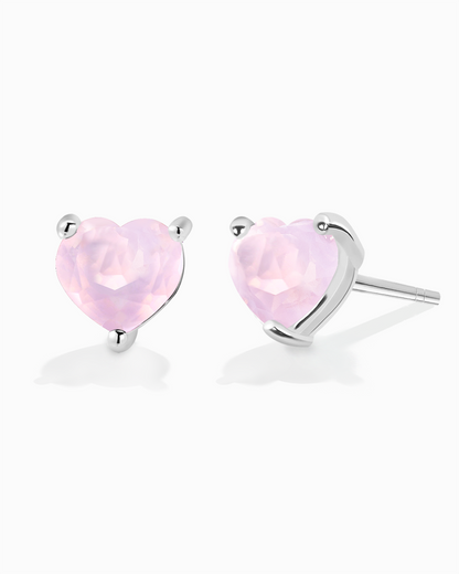 Heart Studs-Rose Quartz