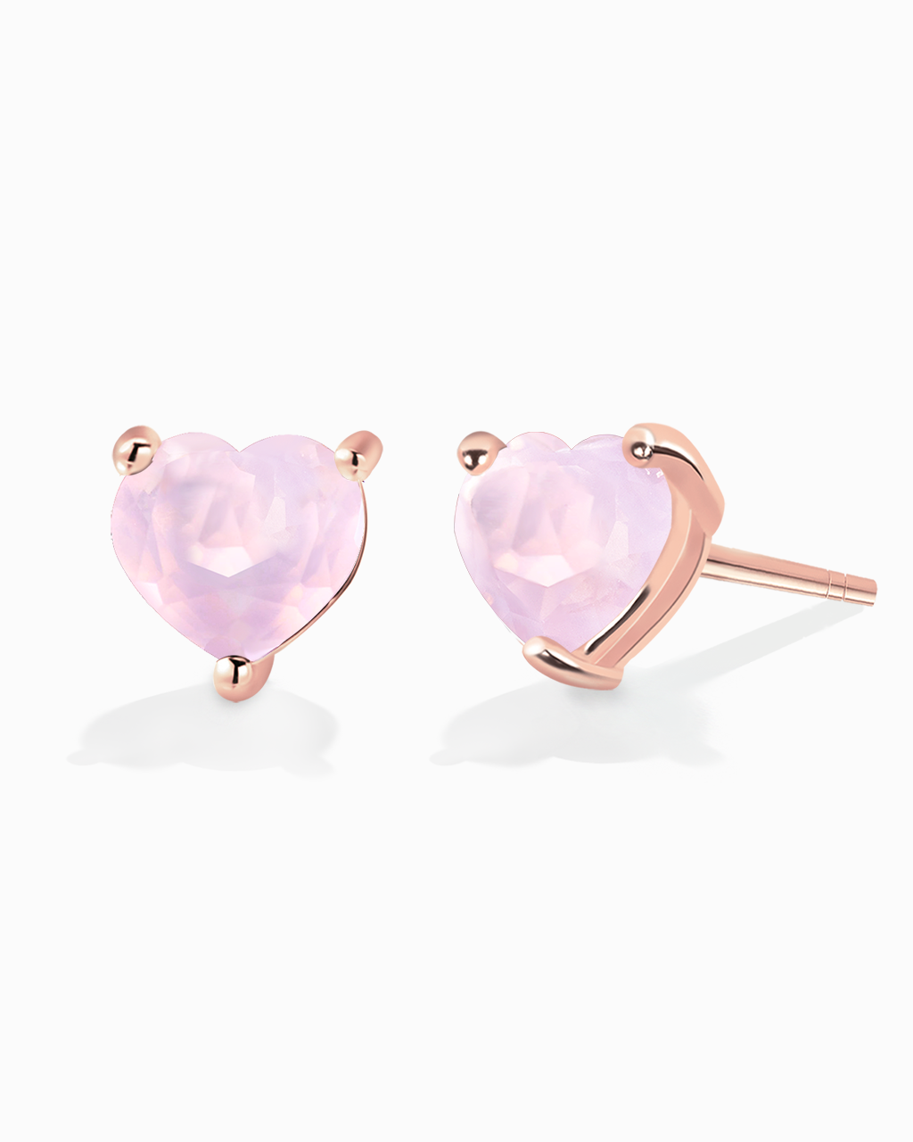 Heart Studs-Rose Quartz