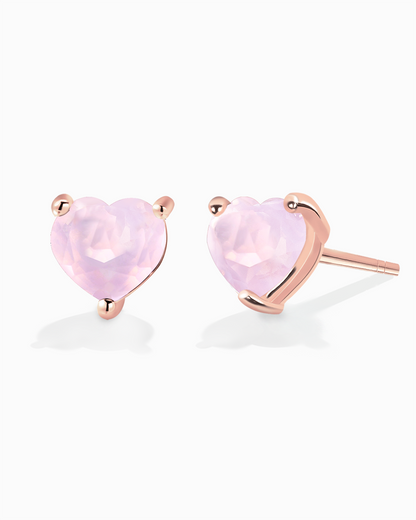 Heart Studs-Rose Quartz