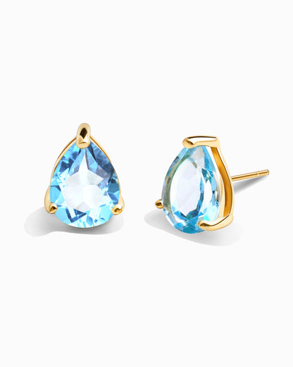 Pear Studs-Blue Topaz