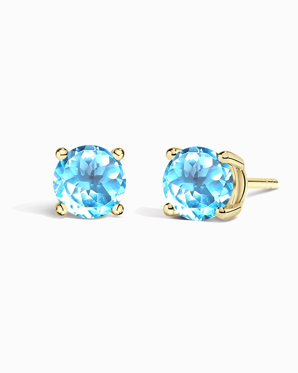 Round Studs-Blue Topaz