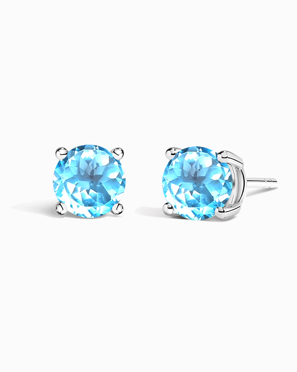 Round Studs-Blue Topaz