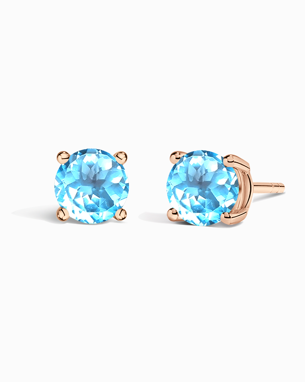 Round Studs-Blue Topaz