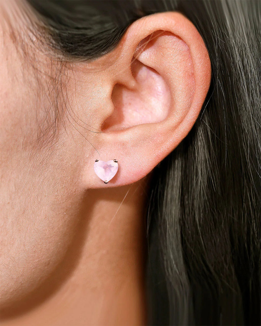Heart Studs-Rose Quartz