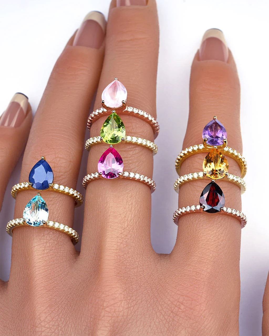 Teardrop Lab Pink Sapphire Ring