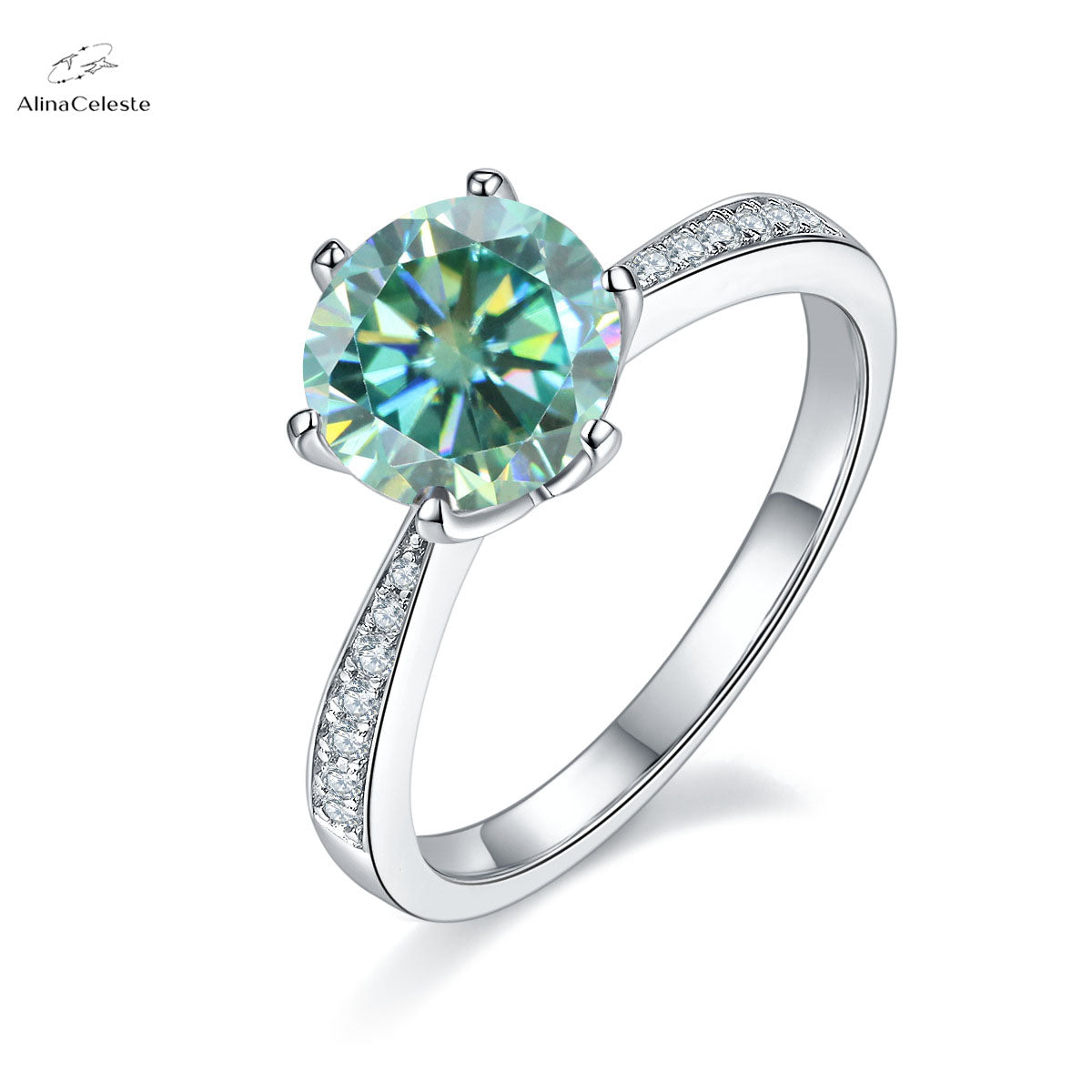 Alinaceleste Green Moissanite Ring