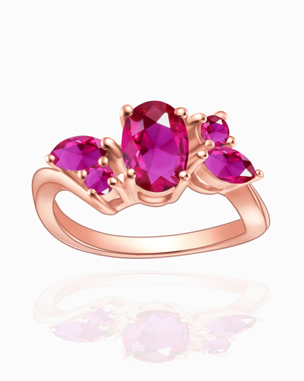 Blossom Ring-Ruby (Lab)