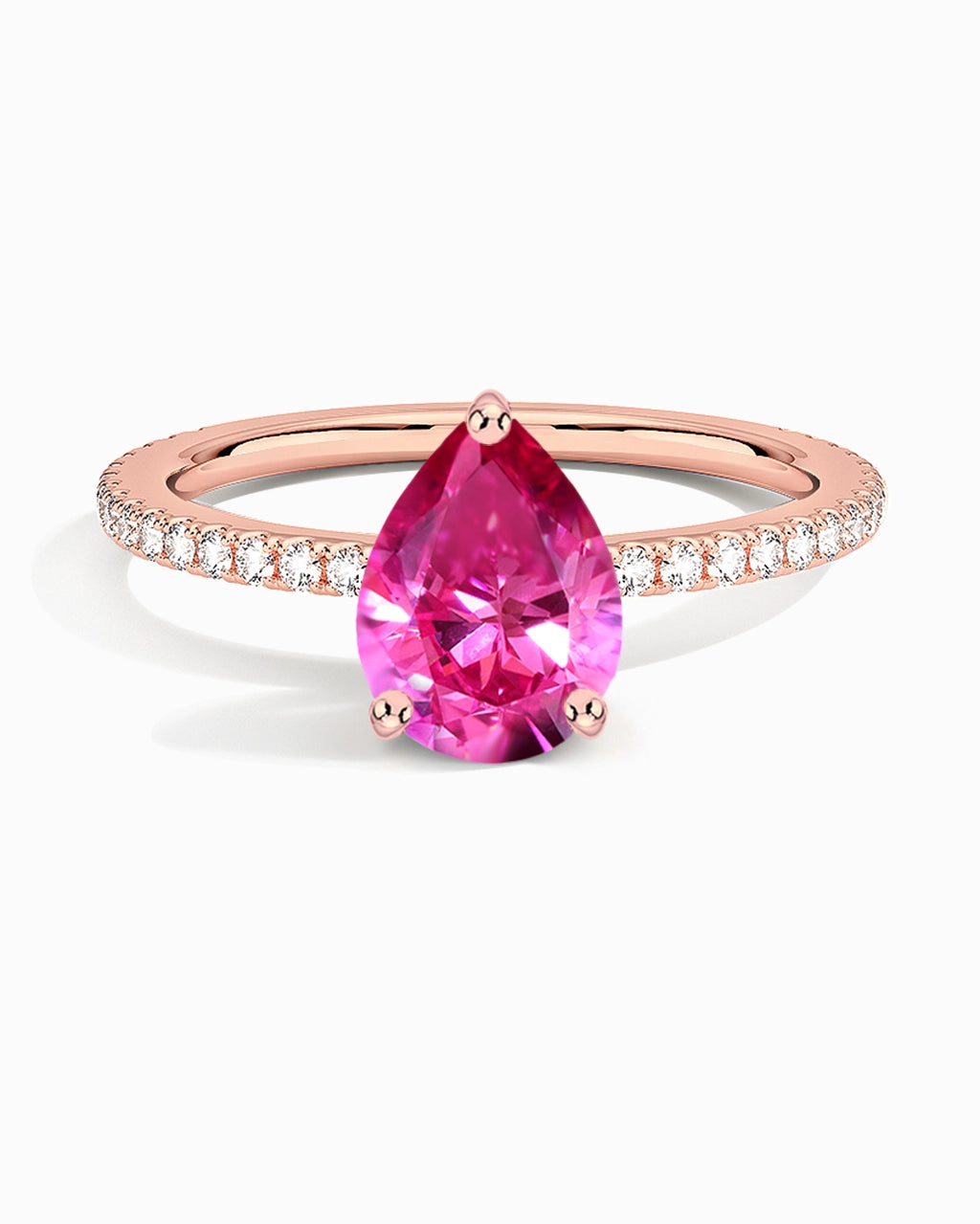 Teardrop Lab Pink Sapphire Ring